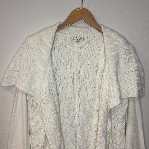 Cabi Cable Knit Long Sleeve Open Front Ivory Sweater Cardigan Style 193 M - Picture 6 of 10